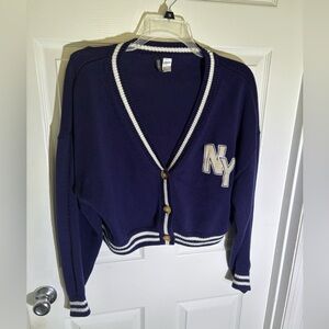 Collegecore NY Letterman-Inspired School Girl Navy Blue Cardigan Womens XL